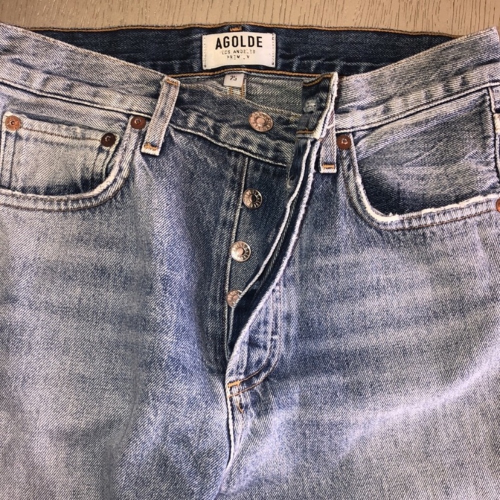 Agolde Women's  Classic High Rise Distressed Jeans Light Wash Size 25 - Picture 6 of 7